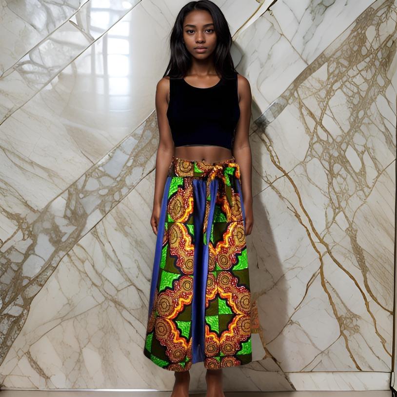 African Print Dashiki Denim Palazzo Pants