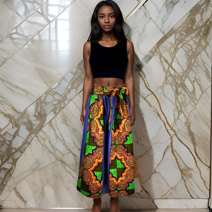 African Print Dashiki Denim Palazzo Pants