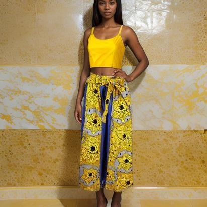 African Print Dashiki Denim Palazzo Pants