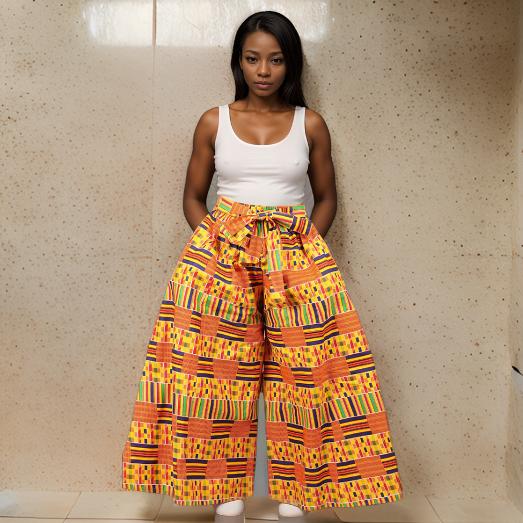 Women's Yellow Kente Print Palazzo Pants