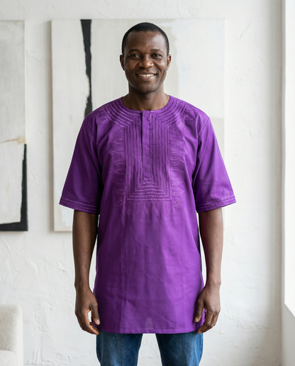 Classic T'Challa Royal Purple Embroidered Men’s Dashiki