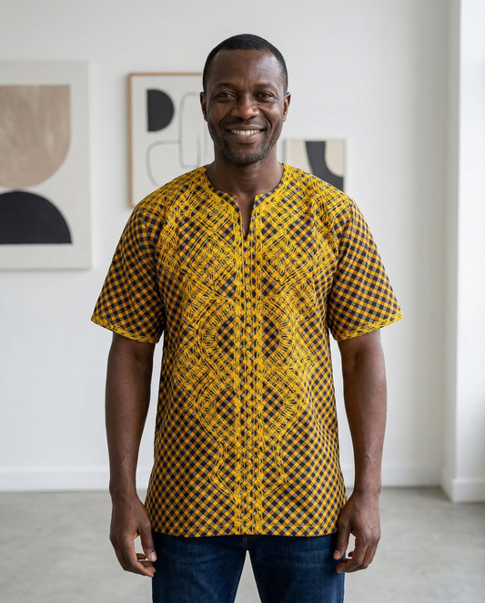 Golden Check Heritage Men’s Dashiki