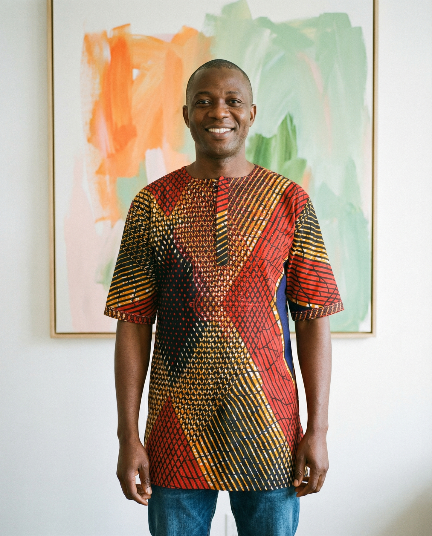 Crimson Fusion Pattern Men’s Dashiki