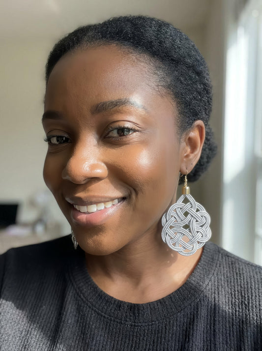 Silver Knot Luxe Statement Earrings