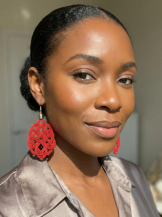 Ruby Knot Statement Drop Earrings