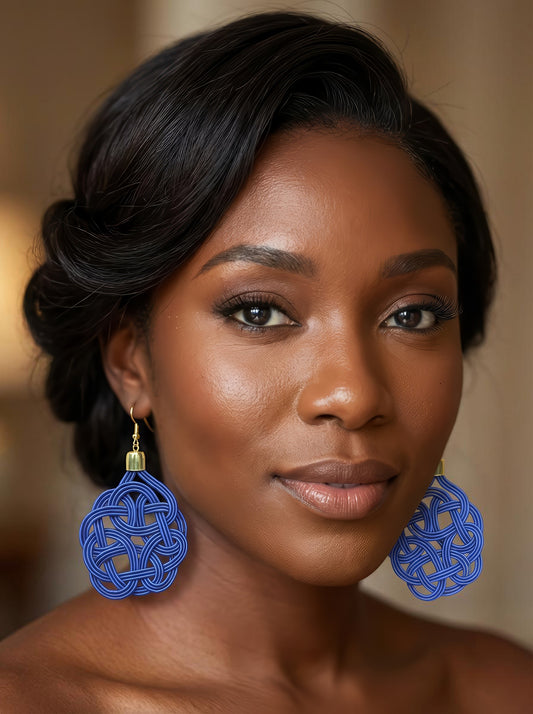 Royal Blue Knot Statement Earrings