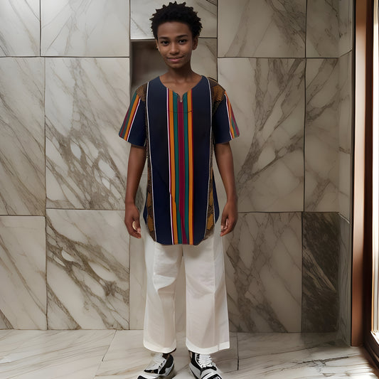 African Kids Kente Print Style 4 Dashiki Shirt