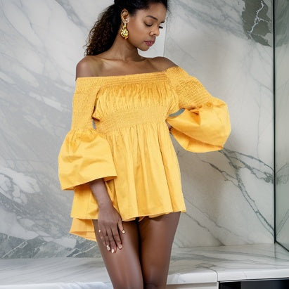 Solid Color Peplum Sleeve Ankara Blouse - Premium African Apparel from MAGOS - Just $25! Shop this and more African Apparel now 