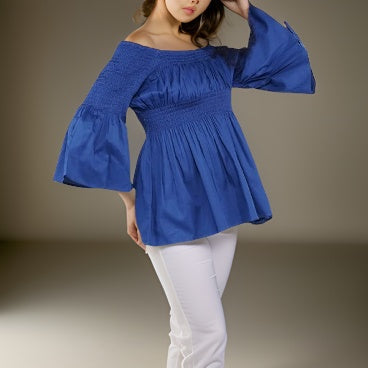 Solid Color Peplum Sleeve Ankara Blouse - Premium African Apparel from MAGOS - Just $25! Shop this and more African Apparel now 