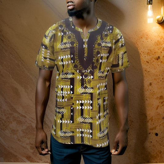 Men's African Print Embroidered Dashiki Shirt - Premium African Apparel from MAGOS - Just $45! Shop this and more African Apparel now 