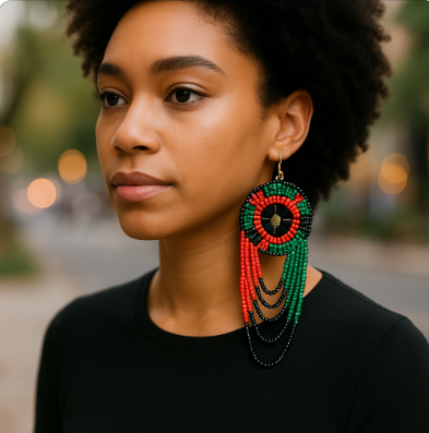 African Large Beaded Round Layered Drop Zulu Earrings