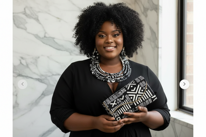 African Print Convertible Clutch Purse w/Matching Necklace & Earrings