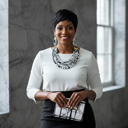 African Print Convertible Clutch Purse w/Matching Necklace & Earrings