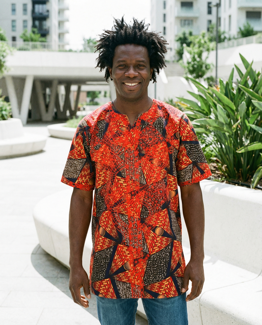 Radiant Star Print Men’s Dashiki Shirt