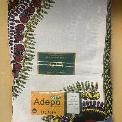 Traditional White African Dashiki Print Ankara Fabric 6yrds - MAGOS