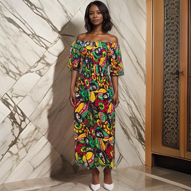 Women’s African Bob Marley Long Rayon Dress