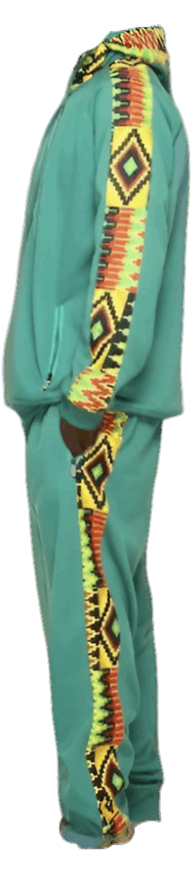 Green African Kente Print Jogger Track Suit