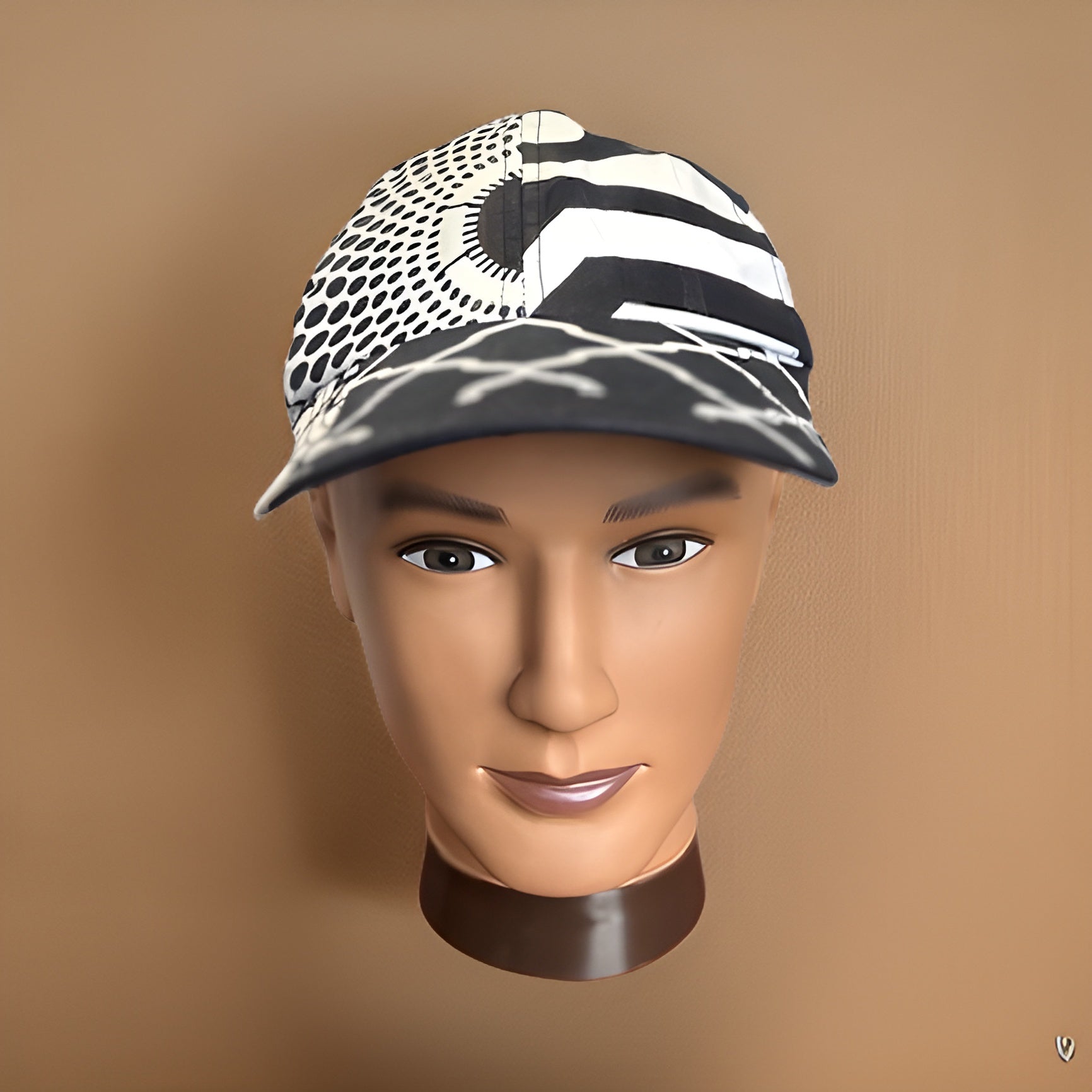 White/Black African Print Baseball Cap with Matching Mask - Premium African Accessories from MAGOS - Just $18! Shop this and more African Accessories now 