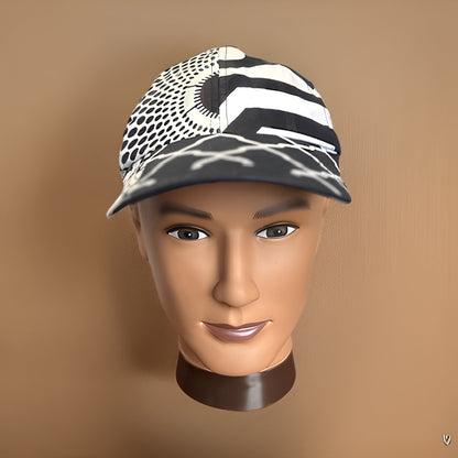 White/Black African Print Baseball Cap with Matching Mask - Premium African Accessories from MAGOS - Just $18! Shop this and more African Accessories now 