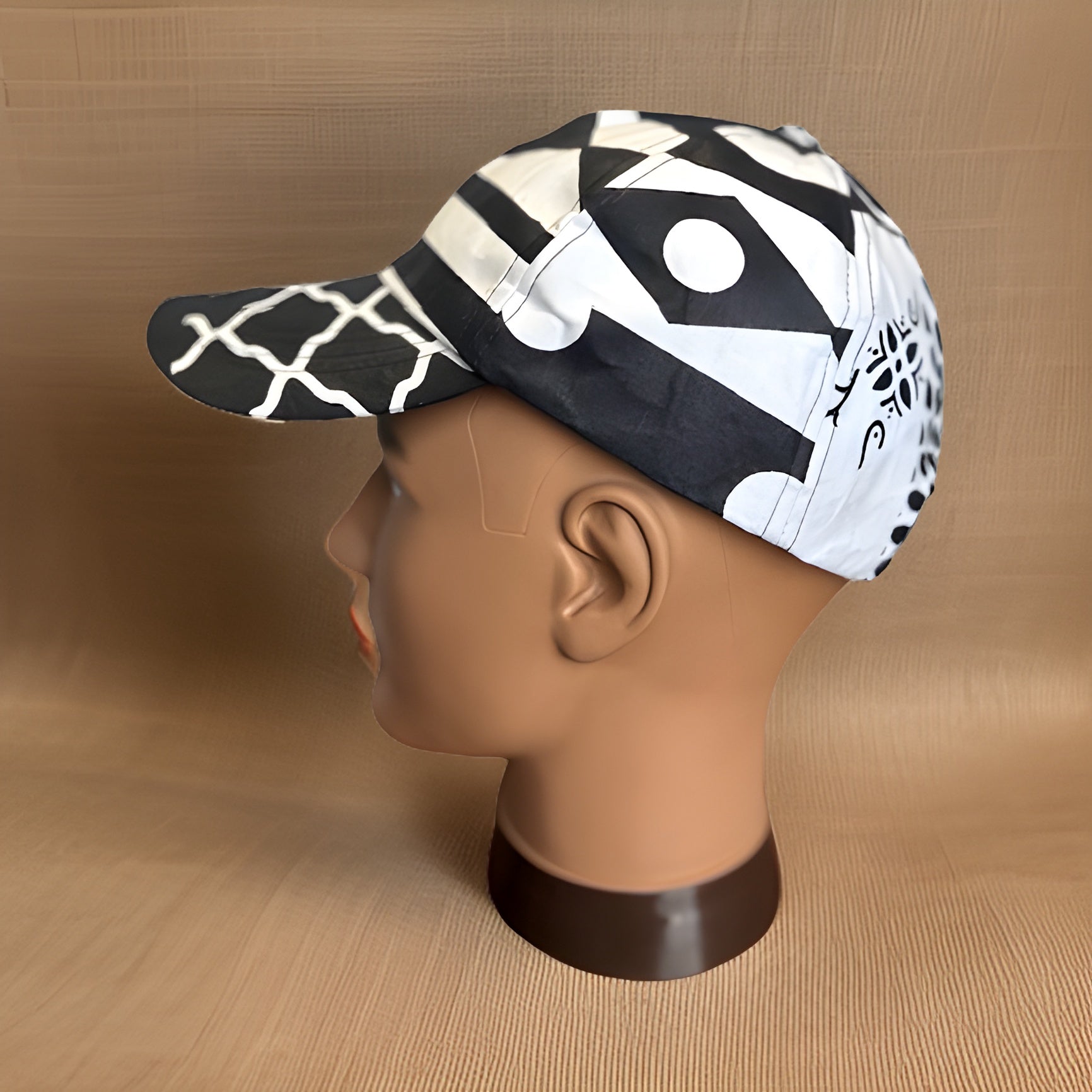 White/Black African Print Baseball Cap with Matching Mask - Premium African Accessories from MAGOS - Just $18! Shop this and more African Accessories now 