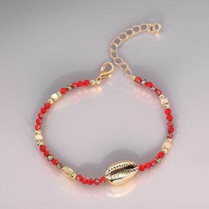 Women's Gold Plated Beaded Crystal Shell Ankle Anklet - Premium Jewelry from MAGOS - Just $2.99! Shop this and more Jewelry now 