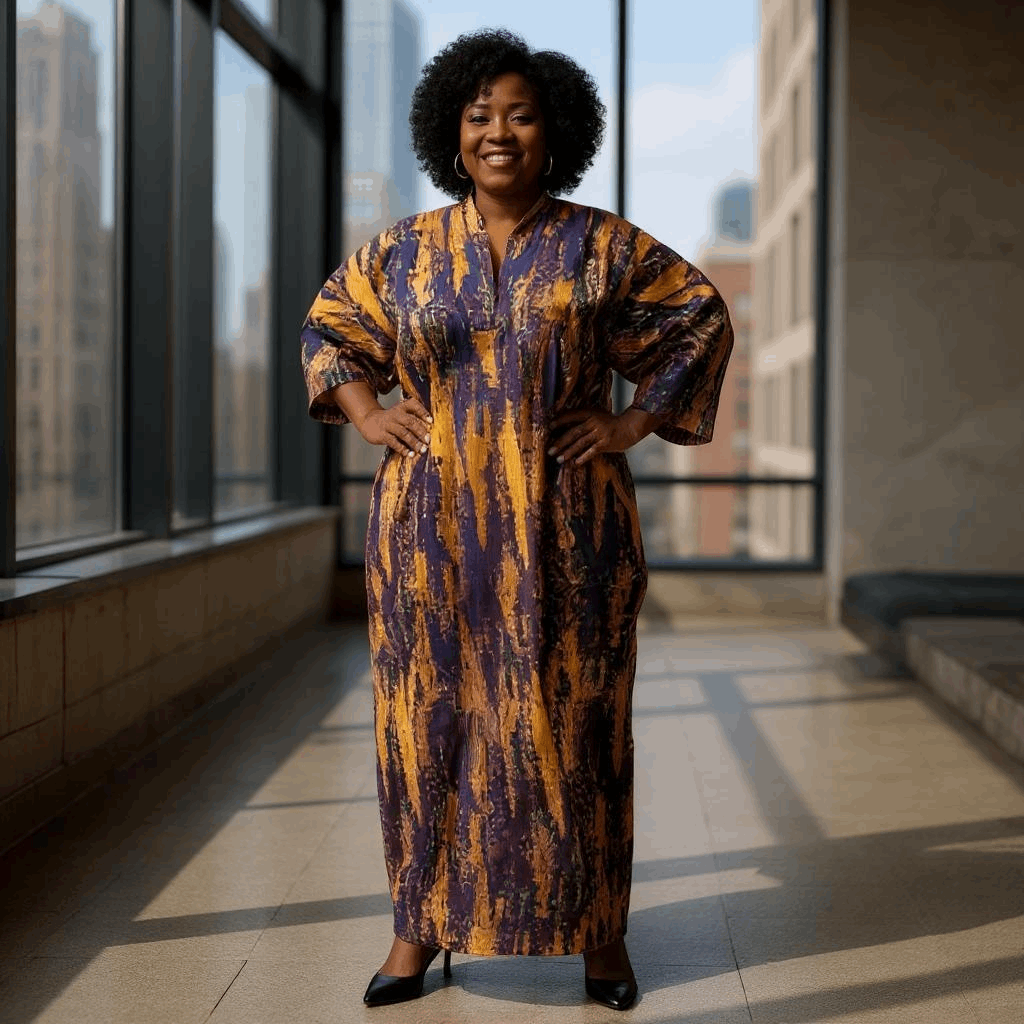 Women's African Print Jacquard  Kitenge Dress