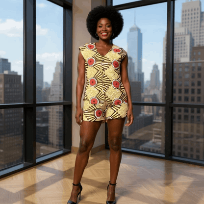Women's African Print Vest & Shorts Set