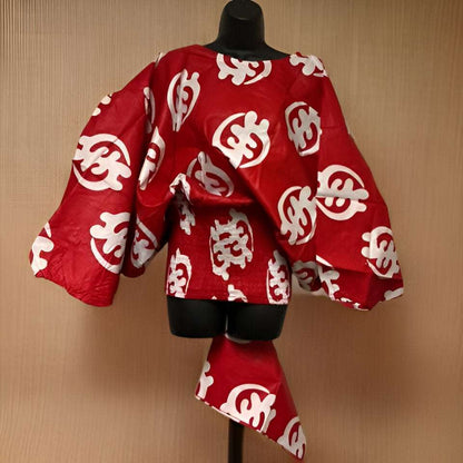 Women's Red Gye Nyame Print Top/Pants