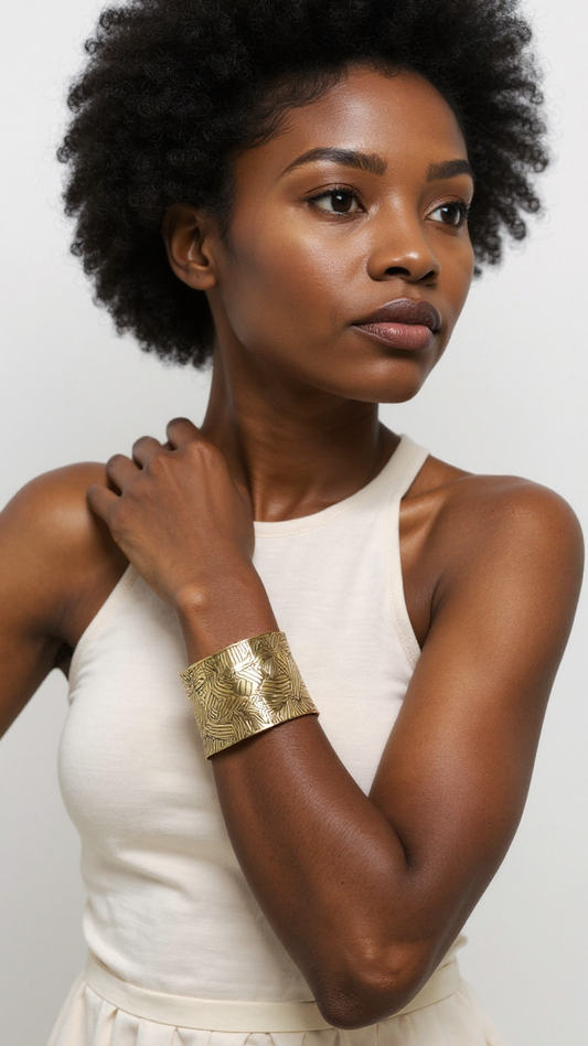 Gold Wide Cuff Bangle Bracelet