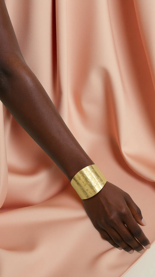 Wide Gold Tone Cuff Bracelet