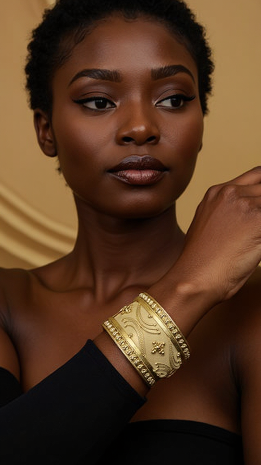 Vintage Gold Tone Cuff Bangle Bracelet