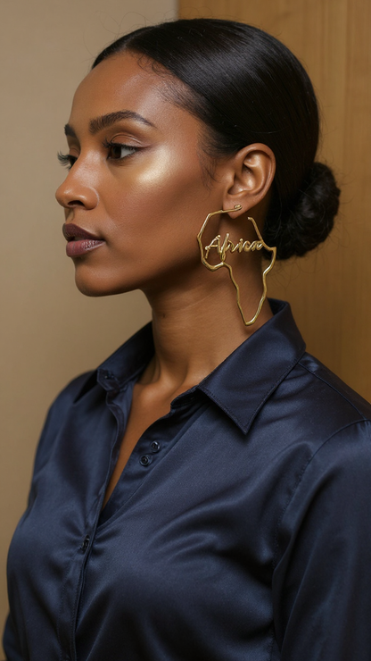 African Map Stainless Steel Stud Earrings