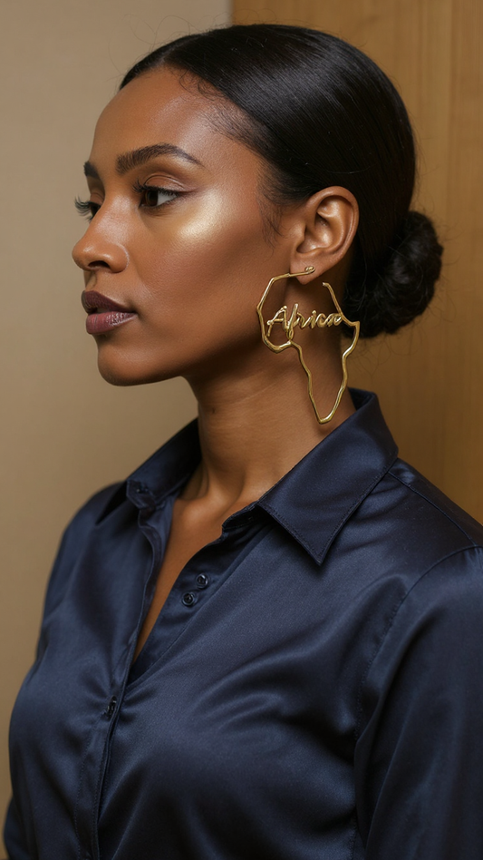 African Map Stainless Steel Stud Earrings