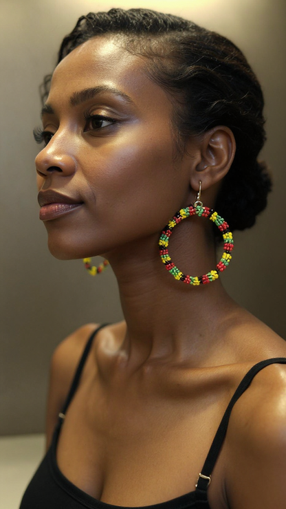 Maasai Style Beaded Hoop Earrings