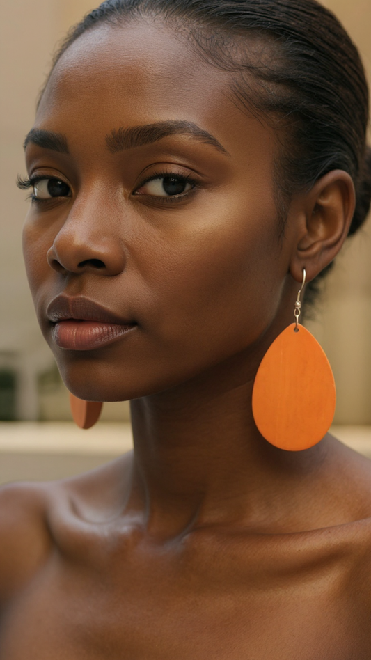 Oval Shape Wooden Hoop Earrings