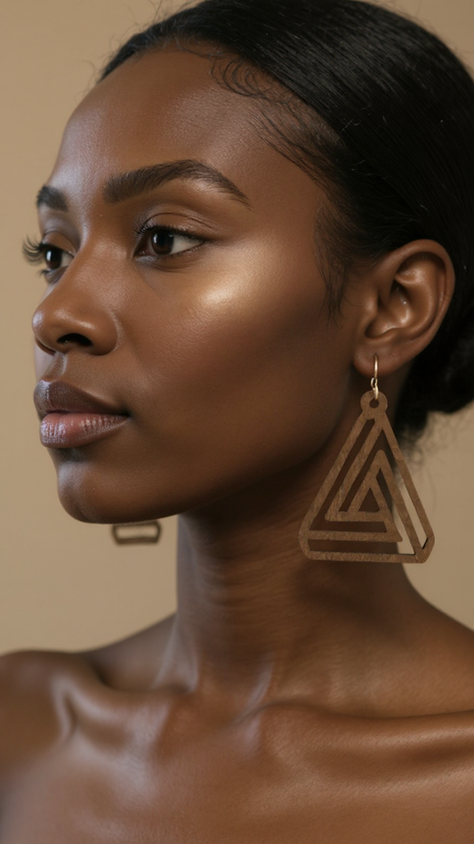 Triangle Shape Wooden Hoop Earrings