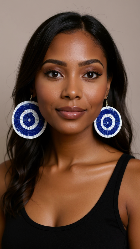 Large Round Circular African Masai Bead Earrings