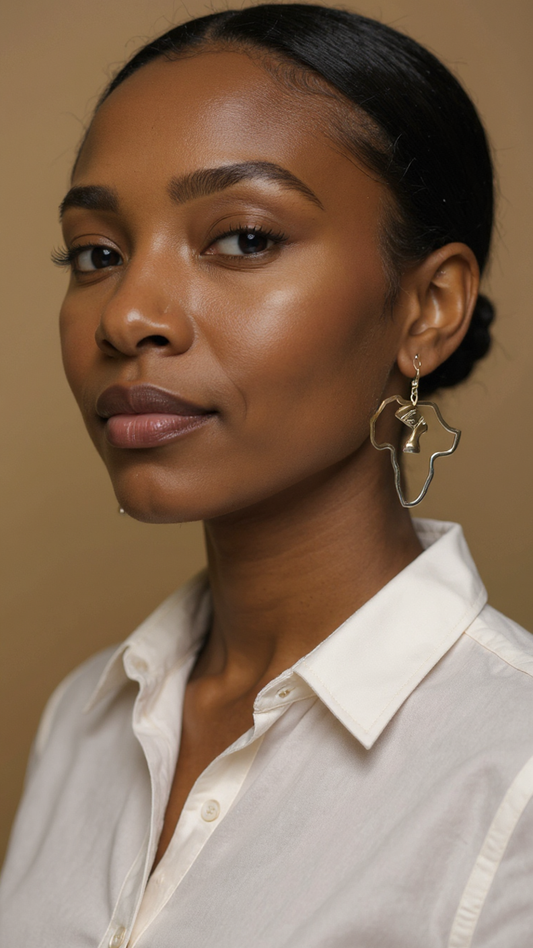 Outlined Africa Map Figure Symbol Drop Earrings