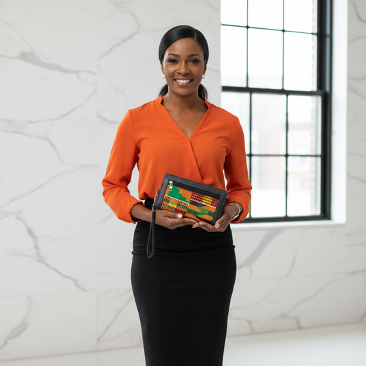 African Kente Print Wristlet Wallet