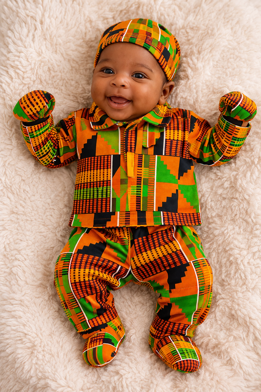 African Kente Print Baby 2-Piece Outfit