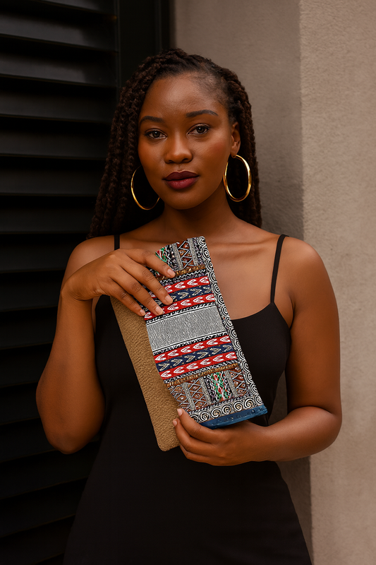African Inspired Dashiki Print Woven Large Clutch Purse