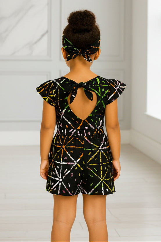 Girls Fireworks African Print Pinafore Romper (Ages 2–12)