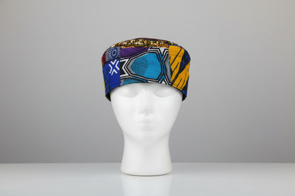 African Print Patchwork Kufi Hat – Multicolor Ankara Cap (A)