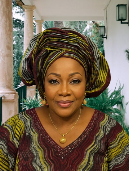 Olive Green, Burgundy & Black Aso Oke Gele