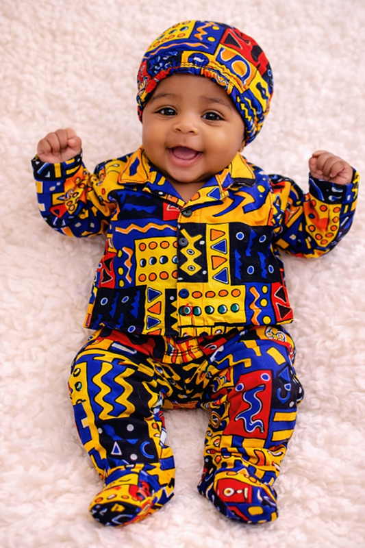 African Geometrical Print Baby 2-Piece Set