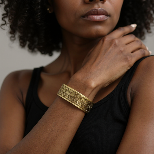 Handcrafted African Brass Cuff Bracelet
