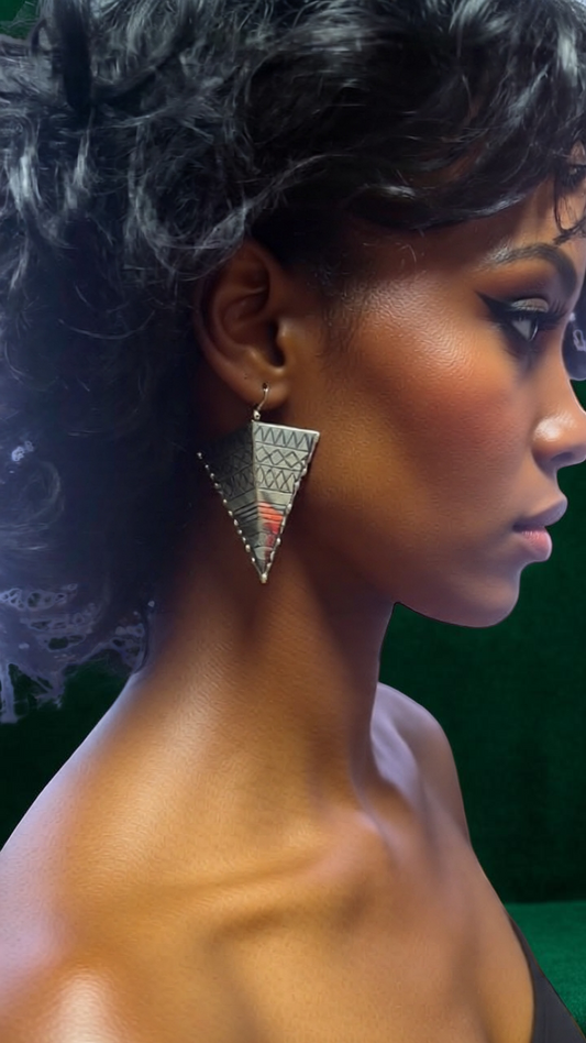 Women’s Tribal Triangle Metal Drop Earrings