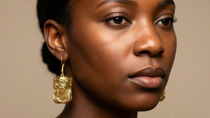 Gold-Tone Textured Cylinder Drop Earrings