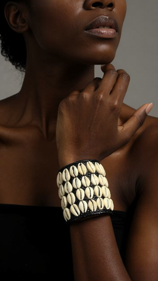 African Style Cowrie Shell Cuff Bracelet