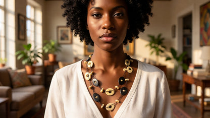 Black and Ivory Single Statement Necklace